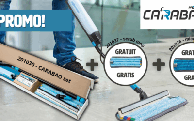 PROMOTION : recevez 1 frange microfibre + 1 frange de récurage offertes avec le kit Carabao de Moerman